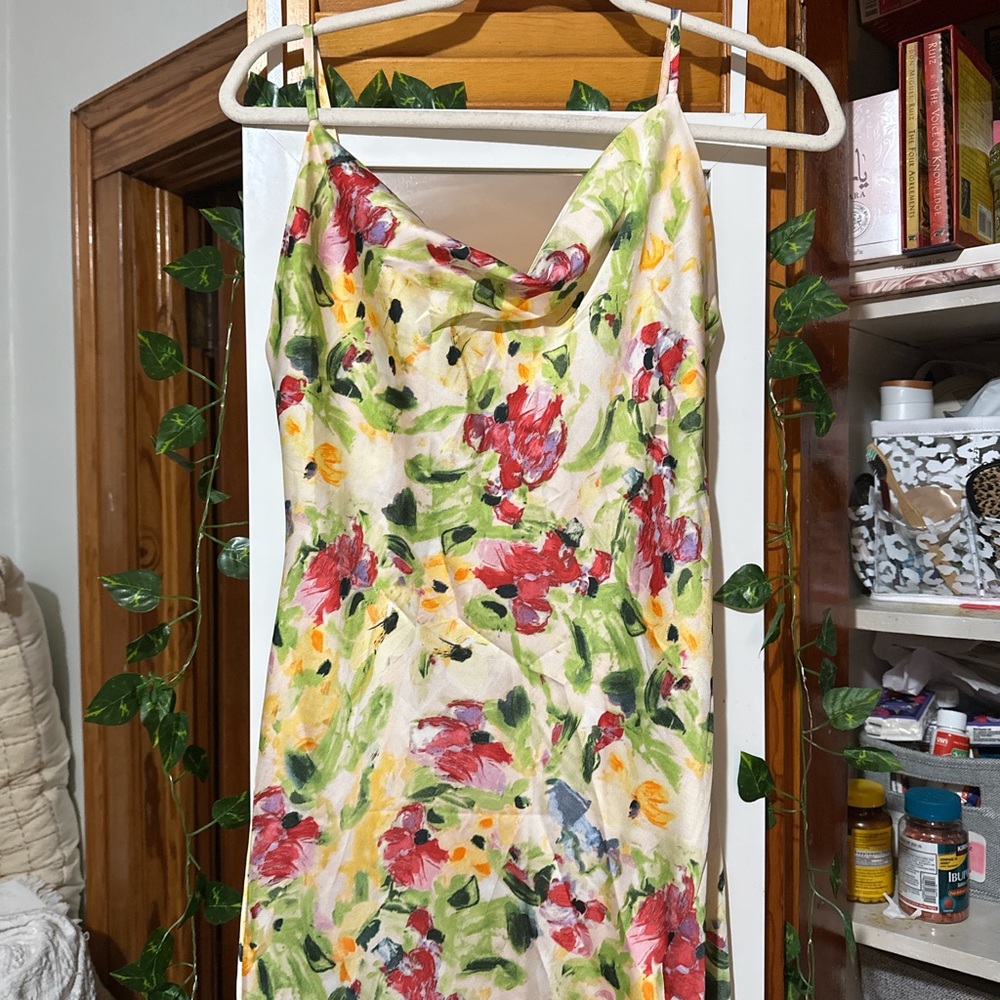 Floral satin maxi dress